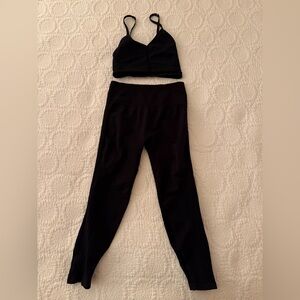 Fabletics Black Leggings and Crop Top Set